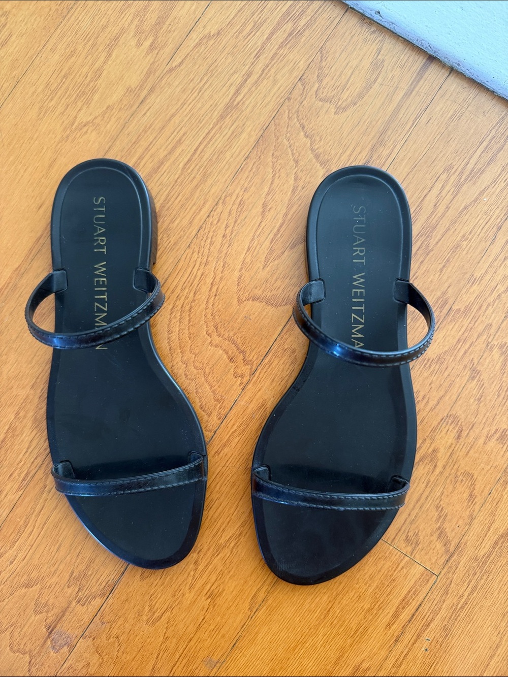 Stuart Weitzman Sawyer Black Jelly Slide Sandals 6 - Picture 6 of 8